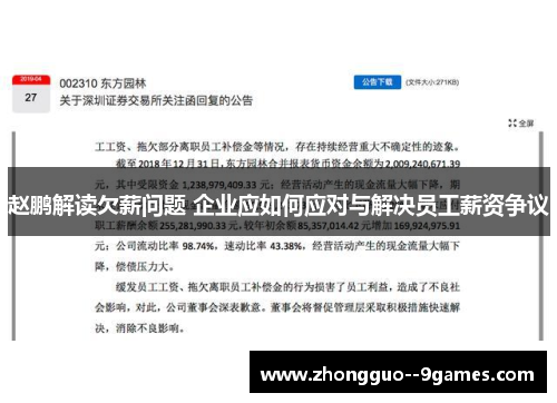 赵鹏解读欠薪问题 企业应如何应对与解决员工薪资争议